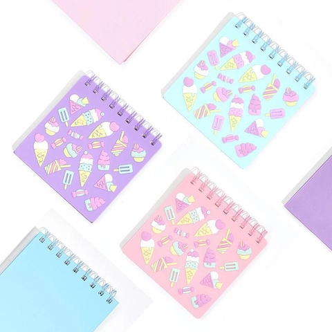 Mini Taccuino A Spirale Copertina In Silicone Rilievo Dessert Cartone Animato 3D Blocco Note Tascabile Portatile Per Ragazze Bambini Forniture Scolastiche