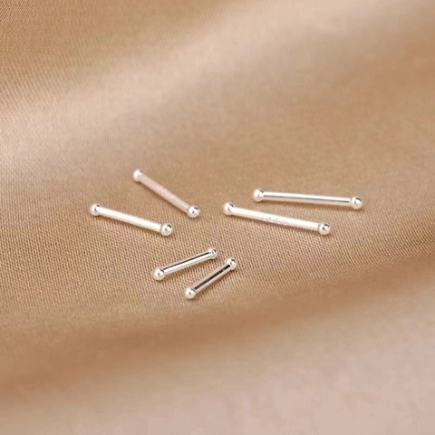 925 Sterling Silver Minimalist Invisible Ear Sticks For Women Student Small Ball Piercing Protection Earrings Studs