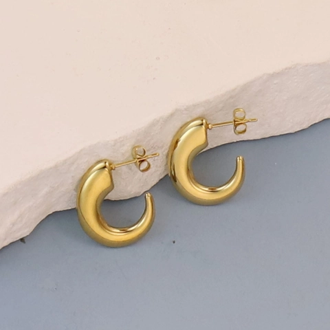Geometrische Creolen Edelstahl Vergoldet Texturiert Retro Französischer Stil Mode Schmuck Für Damen