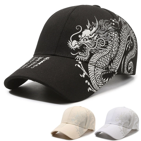Cappello Da Baseball Con Ricamo Drago Cinese Cotone Traspirante Protezione Solare Regolabile Cappello Outdoor Unisex