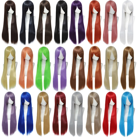 Parrucca Lunga Liscia Fibra Sintetica Ad Alta Temperatura Con Frangia Resistente Al Calore Capelli Cosplay Per Donne