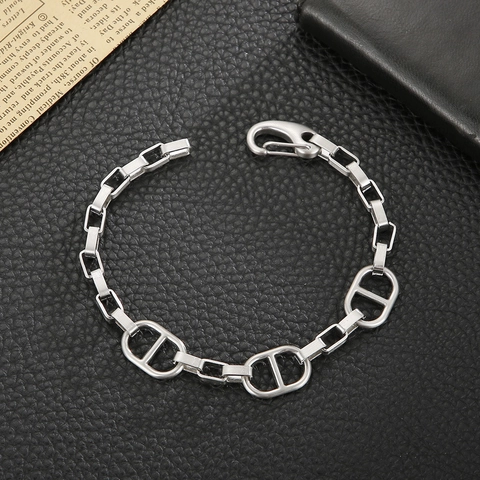 Herren Edelstahl D-Link Armband Industrieller Punk Stil Ankerkette Mode Schmuck Für Männer