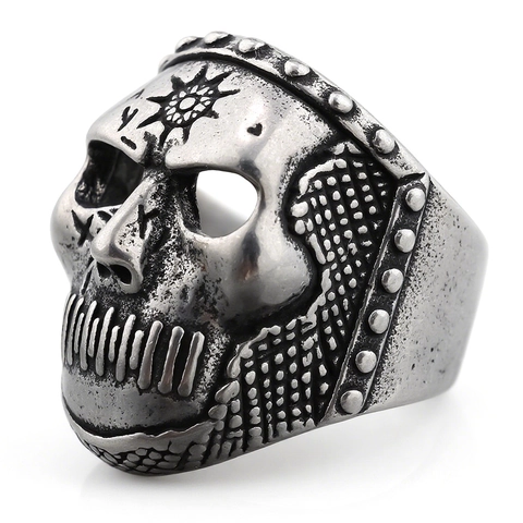 Bague Tête De Mort Punk Pour Hommes Acier Inoxydable Vintage Gothique Médaille Design Bijoux Motard Accessoire Rétro