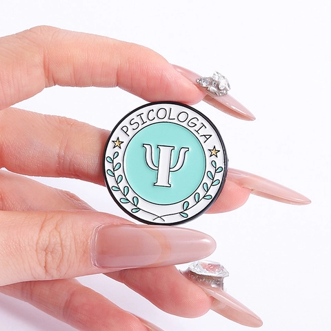 Psychology Enamel Pin Zinc Alloy Brooch For Student Bag Clothing Decoration With Psi Symbol And Letter Heart Shape Pin Gift