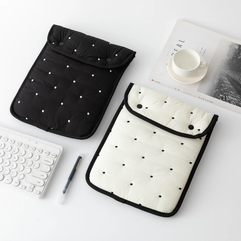 Laptop Tablet Sleeve Tasche Gesteppte Baumwolle Punktmuster Stoßfest Schutzhülle Notebook Tasche Klappdeckel Minimalistisch
