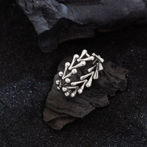 Bague Coeur Irrégulière Femmes Design Os Gothique Vintage Bague Ouverte Ajustable Cuivre Plaqué Argent Style Punk