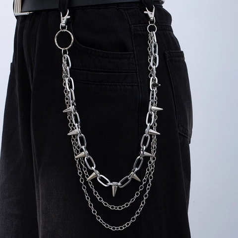 Metalen Spiky Punk Broek Ketting Met Ster Hanger Hip Hop Rock Gothic Jeans Taille Accessoire Multi Layered Trend