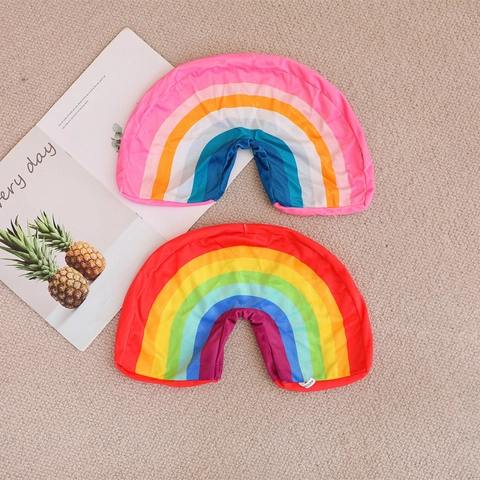 Almohada De Peluche Arcoíris Cojín De Apoyo Para El Cuello En U Suave Rayas Multicolor Decorativo Hogar Viaje Siesta