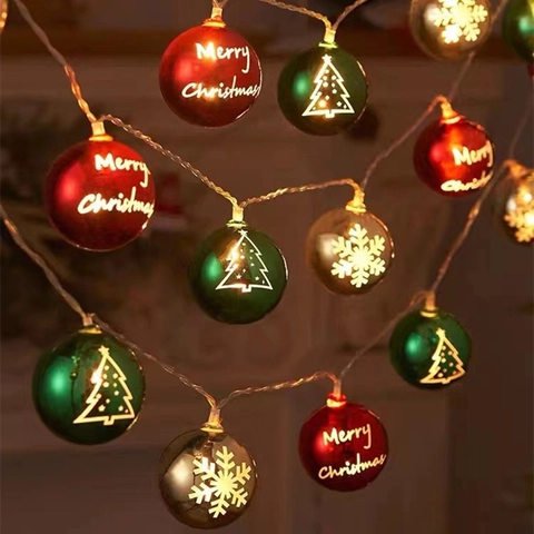 Guirnalda De Luces LED De Navidad Decorativa Bola Estrella Patrón Merry Christmas Batería USB Adorno Árbol Interior