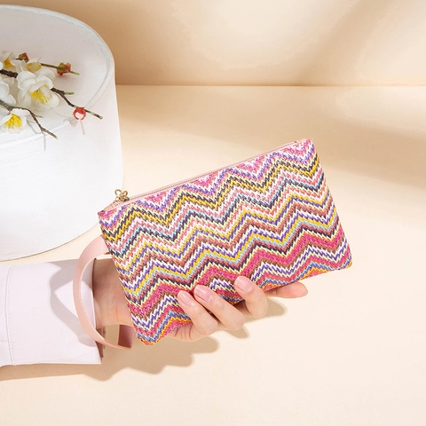 Bolso de Mano de Moda para Mujer Trenzado Arco Iris Estampado Floral Vintage Cuero PU Strass Monedero Para Vacaciones Diario Fiesta