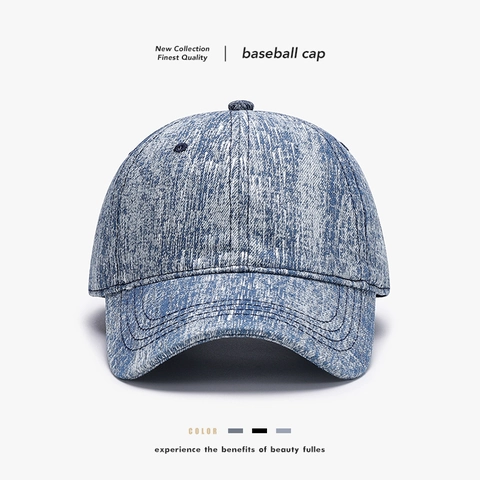Cappellino Da Baseball In Cotone Traspirante Protezione Solare Denim Lavato Texture Neve Regolabile Cappello Casual Uomo Donna