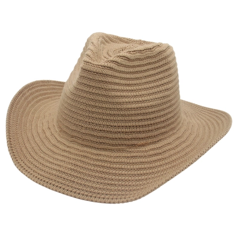 Cotton Yarn Knitted Fedora Hat Breathable Foldable Sun Protection Retro Jazz Cowboy Hat For Men Women