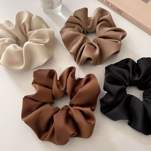 Satin Scrunchies Faux Satin Hair Ties Elastic Ponytail Holders French Style Solid Color Elegant Hair Accessories For Women