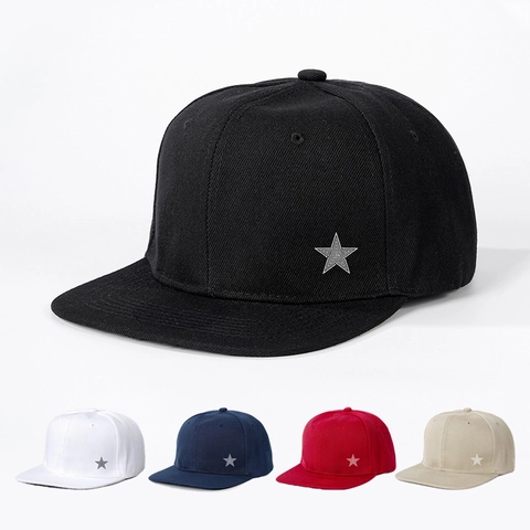 Casquette Snapback Polyester Motif Étoile À Cinq Branches Visière Plate Réglable Respirant Rétro Streetwear Chapeau