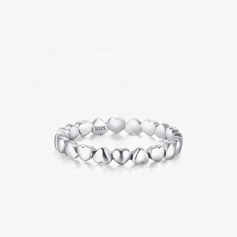 Continuous Heart Shaped Ring 925 Sterling Silver Minimalist Stackable Polished Finger Jewelry For Women