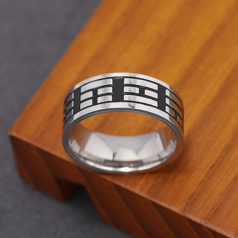 Vintage Stainless Steel Wide Band Ring Yijing Bagua Symbols Titanium Steel Retro Zen Jewelry For Men Cool Punk Accessory