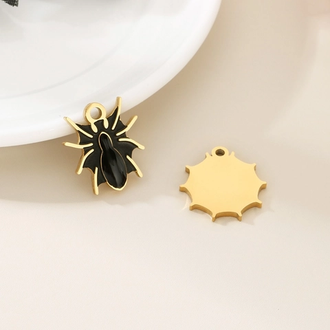 Halloween Pipistrello Ragno Ragnatela DIY Charms Ciondoli Acciaio Inossidabile Smalto Gioielli Gotico Oro Accessorio