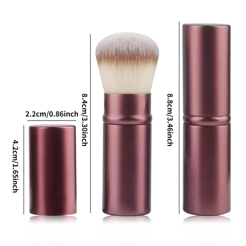 Einziehbarer Make-up-Pinsel Tragbarer Reise-Puder-Rouge-Grundierungspinsel Mit Kappe Aluminiumgriff Weiche Synthetikfasern