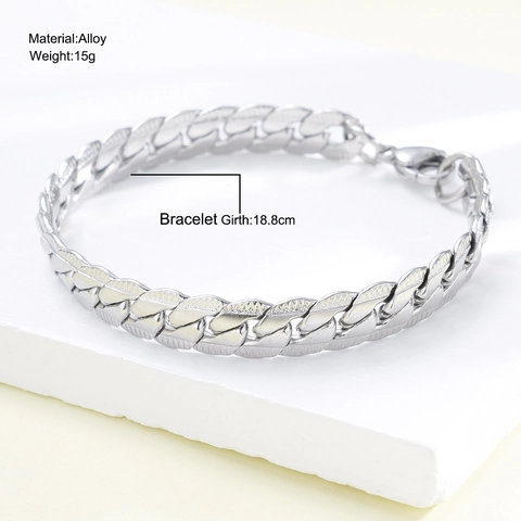 Titanium Stalen Cubaanse Schakelarmband Minimalistisch Geometrisch Hip Hop Sieraden Voor Heren Unisex