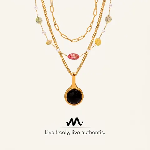 Collana con Ciondolo in Occhio di Tigre in Acciaio al Titanio Vintage per Donna Elegante Gioielli in Agata Placcati Oro con Perle Artificiali
