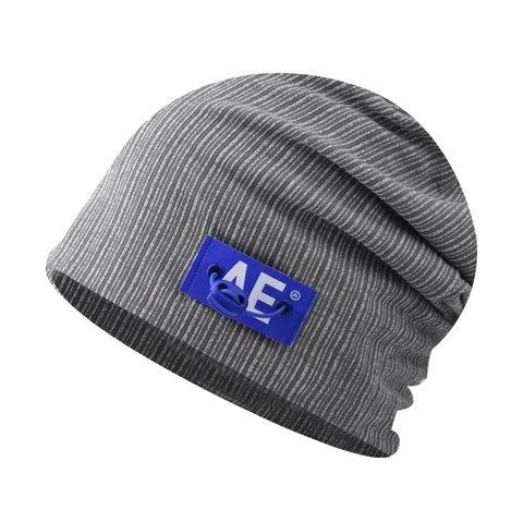 Knitted Beanie Hat Ribbed Cotton Skullcap With Patch Decor And Adjustable Drawstring Winter Warm Outdoor For Men Women