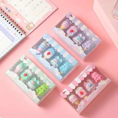 Borradores Con Forma De Conejo De Dibujos Animados Y Postre Material TPR Papelería Escolar Premios Para Niños Lindo