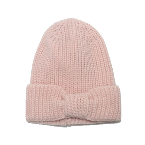 Berretto In Maglia Per Bambini Con Grande Fiocco Inverno Caldo Acrilico Morbido Bambine Colore Solido