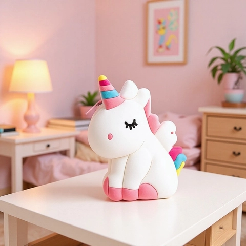 Kids Silicone Unicorn Crossbody Bag Cartoon Animal Pop Fidget Toy Mini Coin Purse With Rainbow Adjustable Strap