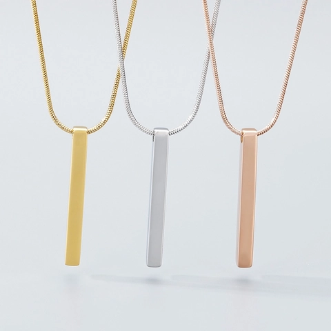 Collana Con Pendente A Barra Verticale Minimalista Acciaio Inossidabile Gioielli Geometrici Lisci Per Uomini E Donne