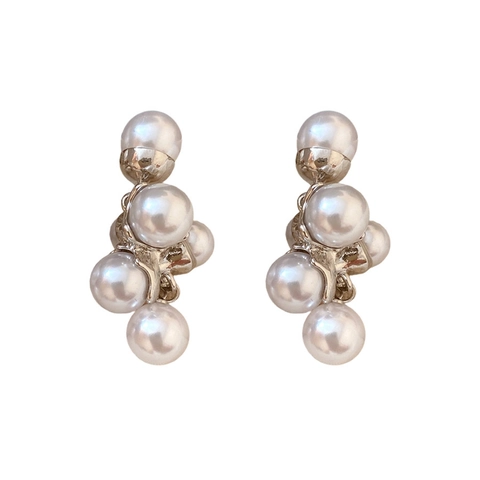 Elegant Alloy Zircon Imitation Artificial Pearl Earrings For Women With 925 Sterling Silver Earring Post Gold Silver Geometric Hoop Tassel Dangle Earrings