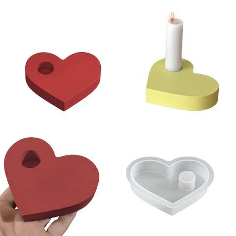 Heart Shaped Silicone Mold Candle Holder DIY Casting Resin Gypsum Crafting Tool Desktop Decoration Ornament