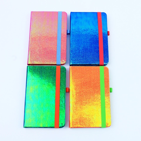 Carnet De Notes Holographique Laser Journal À Couverture Rigide Métallique Coloré Avec Bande Élastique Et Porte-Stylo