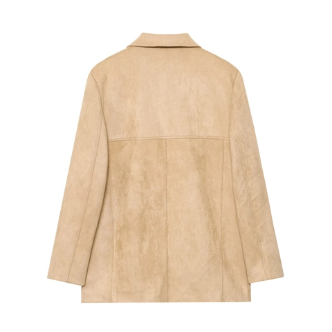 Blazer Da Donna In Finta Pelle Scamosciata Con Revers E Maniche Lunghe Giacca Casual Con Tasche Kaki Streetwear Alla Moda Cappotto Autunnale