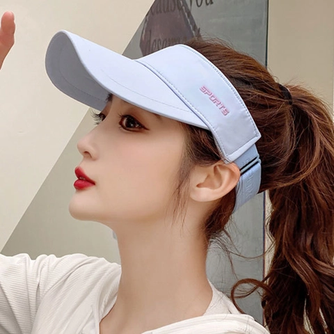 Sonnenblende Hut Atmungsaktives Polyester UV Reaktives Farbwechsel Logo Sport Golf Laufen Verstellbare Leere Top Damen Kinder