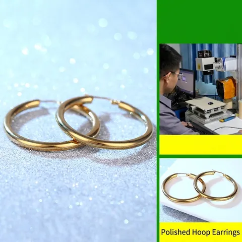 Minimalistische Edelstahl Hochglanz Ohrringe Für Damen Mode Galvanisierte Runde Goldene Geometrische Ohrringe Schmuck