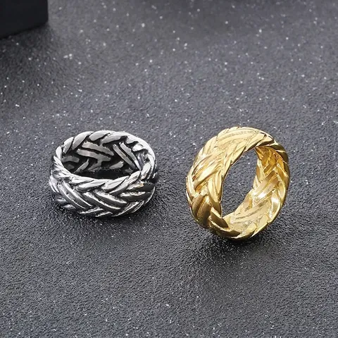 Anillo Trenzado De Acero Inoxidable Joyería Estilo Retro Punk Para Hombres