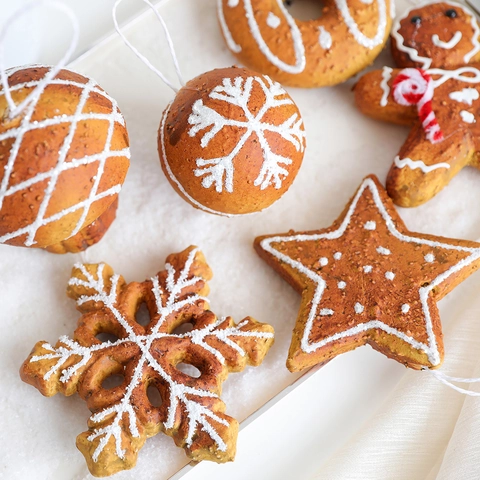 Christmas Tree Ornaments Foam Simulation Gingerbread Man Snowflake Star Donut Hanging Decorations Holiday Party Home Decor