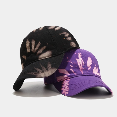 Cappello Da Baseball In Cotone Tie-Dye Moda Streetwear Berretto Con Visiera Regolabile Protezione Solare Traspirante Stile Graffiti