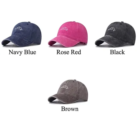 Berretto Da Baseball In Cotone Lavato Vintage Distressed Ricamo Montagna All Aperto Traspirante Cappello Sole Uomo Donna Regolabile