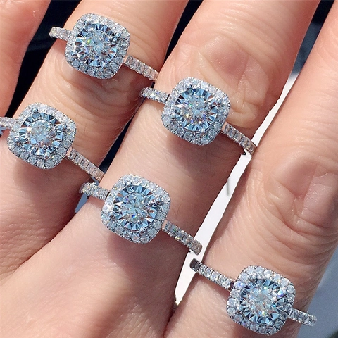 Anello Halo In Zirconia Tonda Scintillante Rame Fascia Pavé Lusso Matrimonio Fidanzamento Gioielli Sposa Per Donna