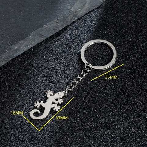 Porte-Clés Pendentif Lézard Gecko En Acier Inoxydable Forme Animale Simple Nouveauté Accessoire De Mode