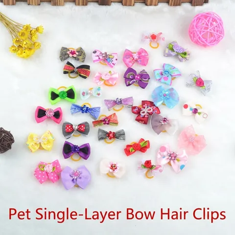 Lazos Para El Pelo De Mascotas Coloridos Nailon Cinta Accesorios De Aseo Para Perros Y Gatos Patrones Mixtos Flores De Resina
