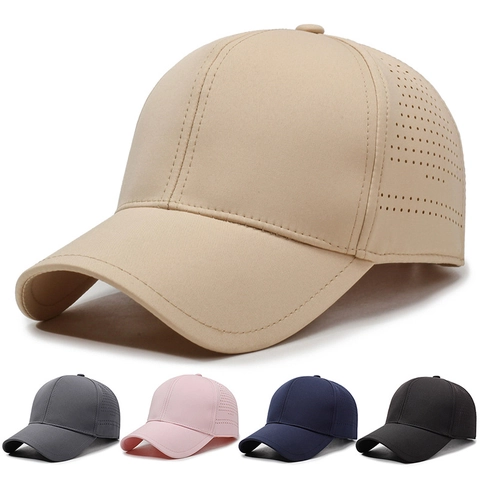 Gorra De Béisbol Secado Rápido Transpirable Protector Solar Agujeros Láser Gorro Deporte Exterior Hombres Mujeres Ajustable Color Sólido