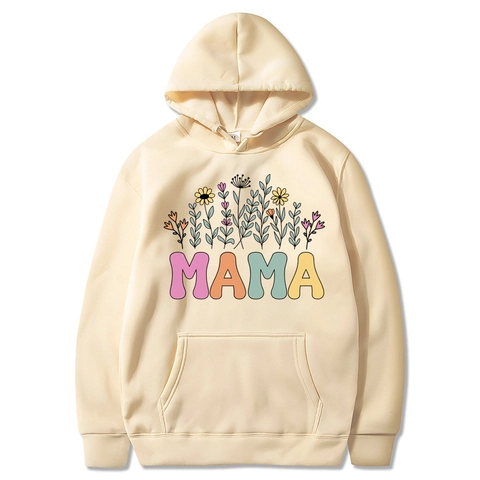 Felpa Con Cappuccio Mama Est 2025 Floral Coquette Donna Foderata In Pile Pullover Felpa Regalo Festa Della Mamma Casual Manica Lunga Poliestere