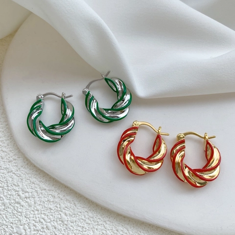 Orecchini A Cerchio Intrecciati Vintage Geometrici In Smalto Gioielli In Rame Con Perno In Rame Per Donne