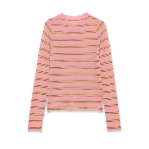Top De Punto A Rayas Para Mujer Poliéster Acrílico Cuello Redondo Manga Larga Suéter Casual