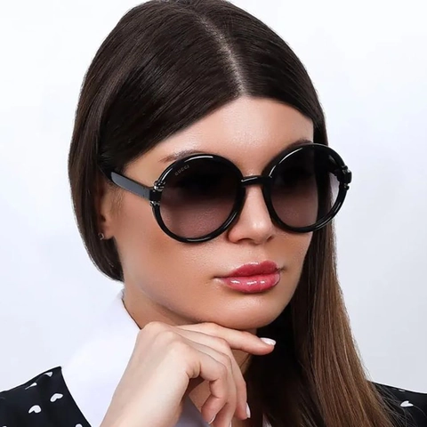 Retro Round Sunglasses For Women UV400 Protection PC Frame AC Lens Metal Hinges Big Frame Fashion Eyewear