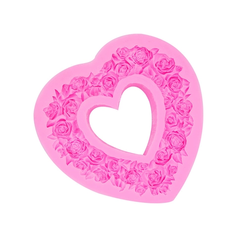 Rose Heart Wreath Silicone Mold For Fondant Chocolate Baking DIY Clay Craft Heart Shaped Flower Cake Decoration