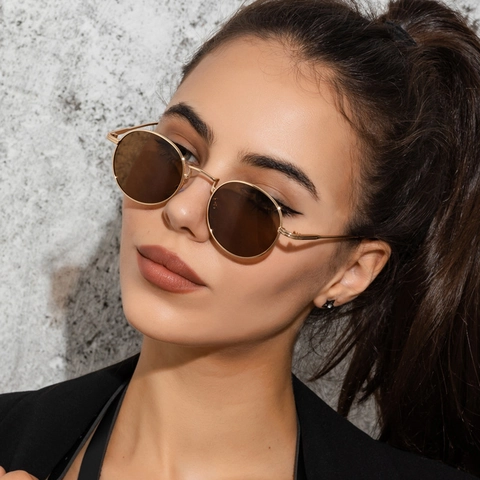Vintage Round Sunglasses Metal Frame UV400 Protection Retro Small Oval Eyewear For Women Men Fashion Outdoor Travel