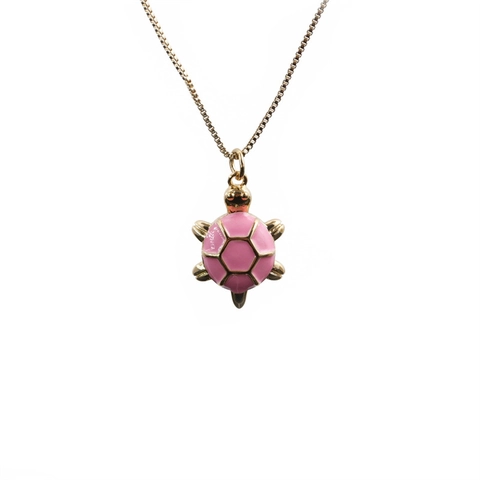 Collar Con Colgante De Tortuga Cobre Chapado En Oro Esmalte Goteo Aceite Cadena De Caja Joyas Animal Mujer